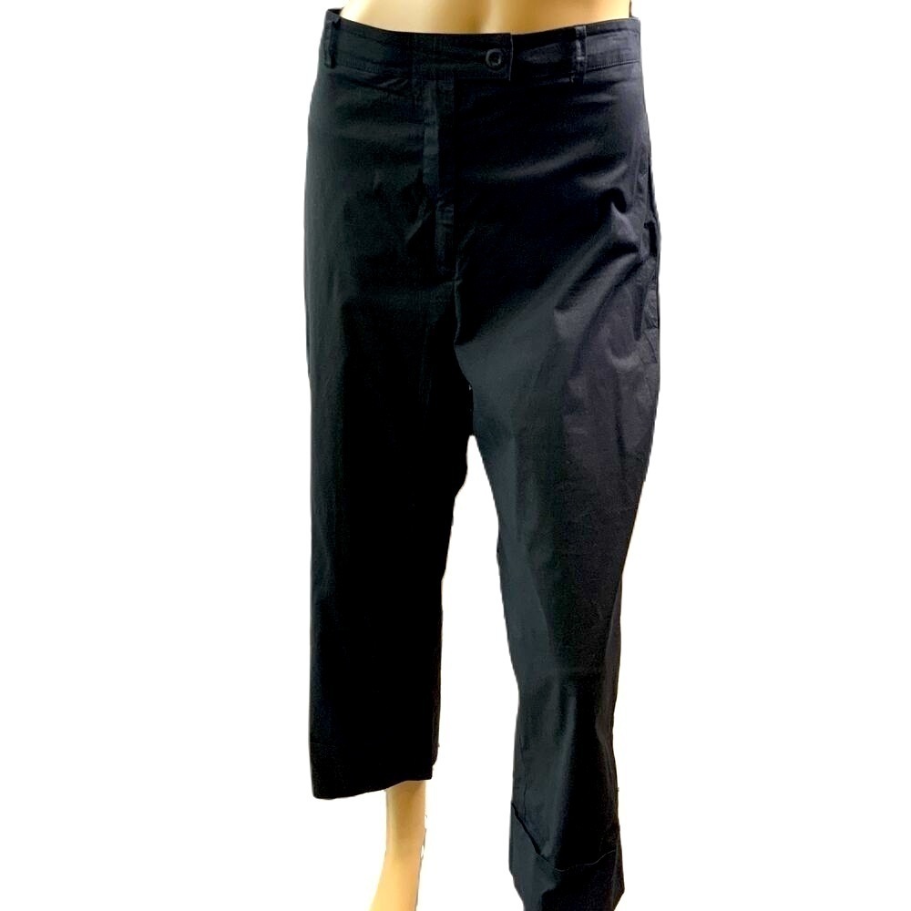 Avalin Black Belt Loop Button Closure Cropped Cuffed Coastal Pants‎ Womens 12